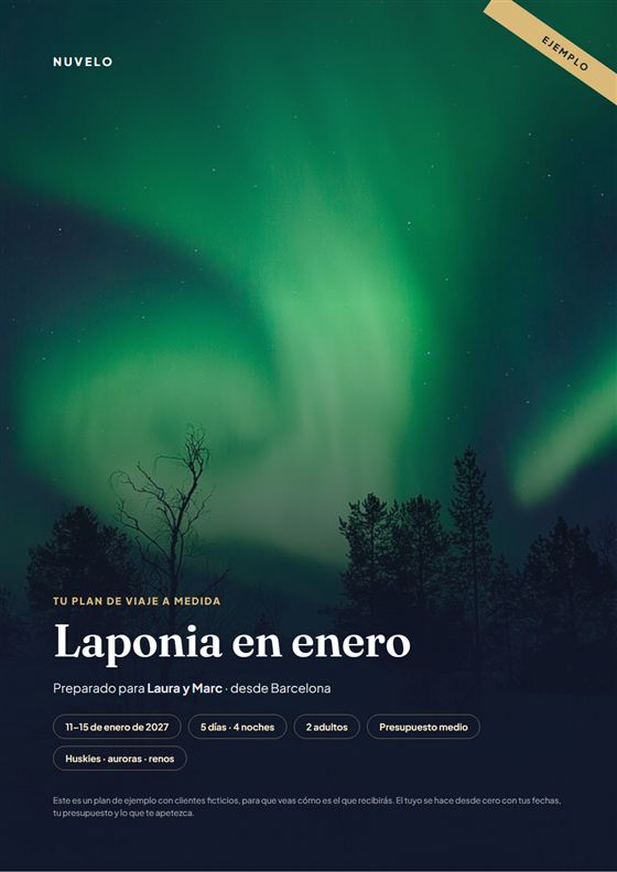 Portada de un plan a medida de ejemplo: Laponia en enero